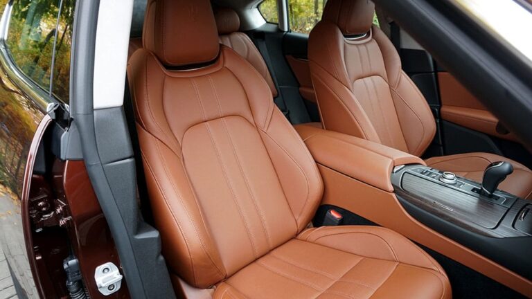 Tan leather car interior